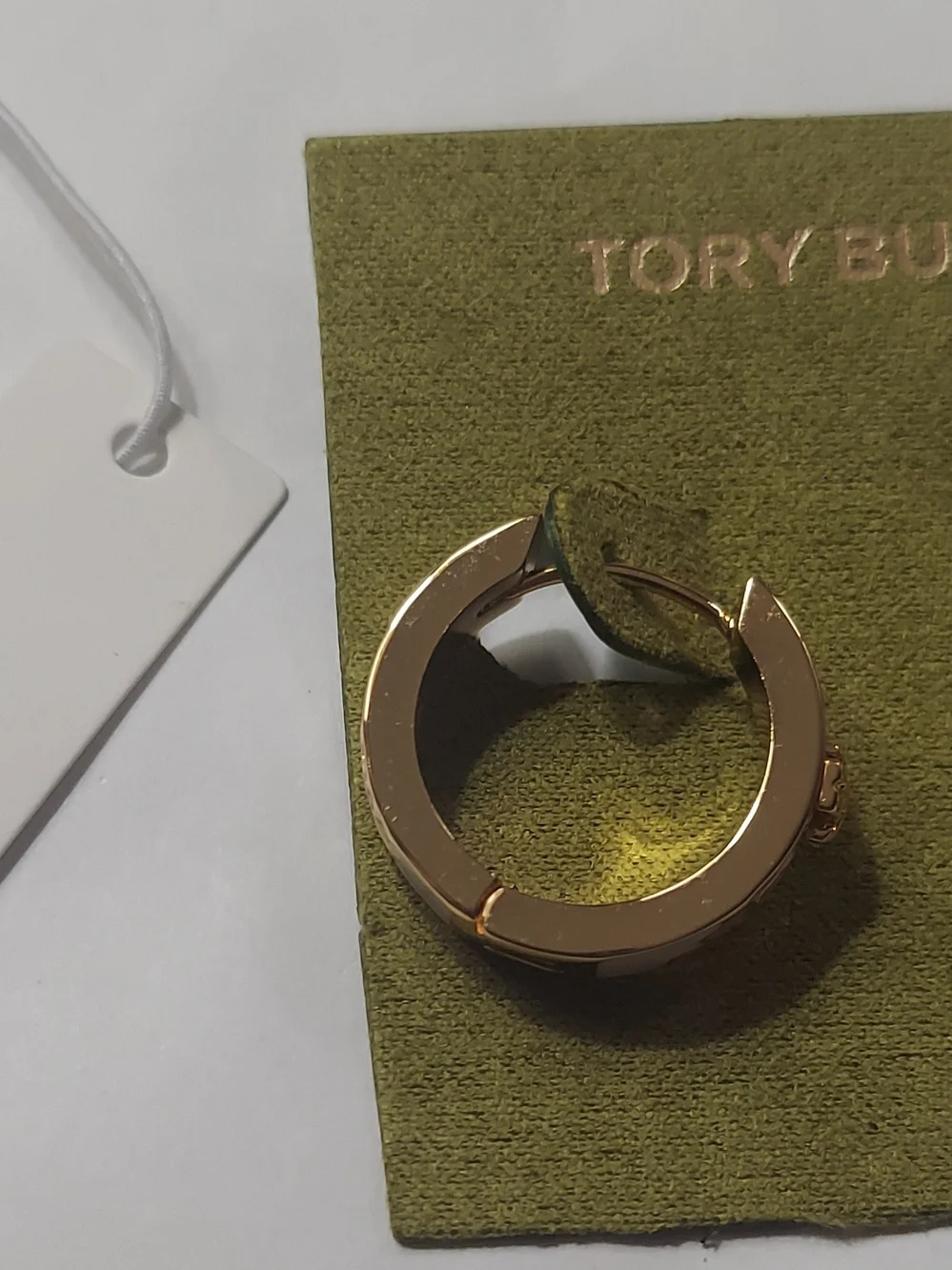 Tory Burch Gold Hoop Earrings with White and Pink Enamel Accents